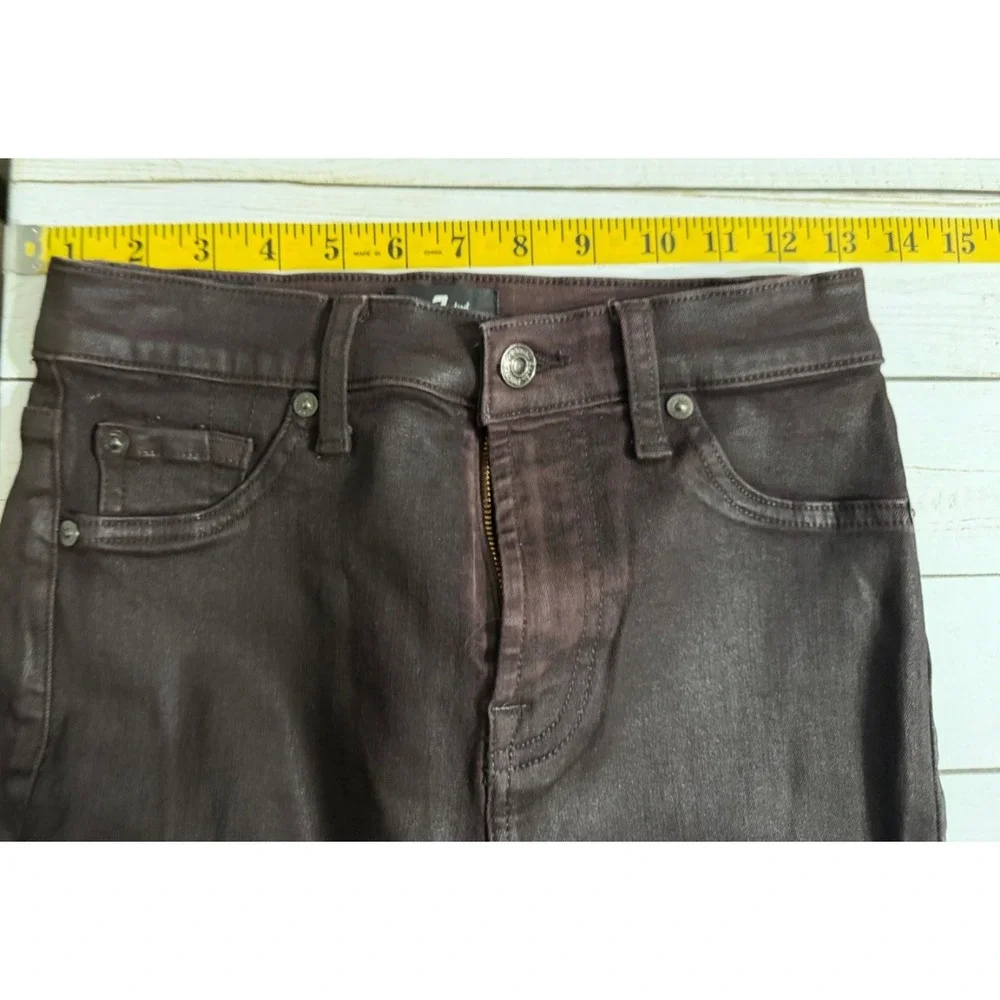 7‎ For All Mankind Coated High Waist Skinny Jeans Brown Size 24